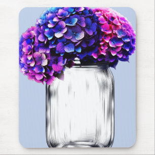Vibrant Purple Blue Pink Hydrangea Floral Mouse Pad