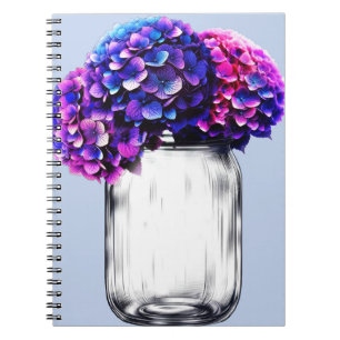 Vibrant Purple Blue Pink Hydrangea Floral Notebook