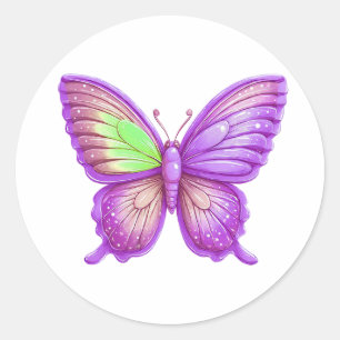 Vibrant Purple Butterfly Balloon Art Classic Round Sticker