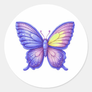 Vibrant Purple Butterfly Balloon Art Classic Round Sticker