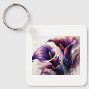 Vibrant Purple Calla Lilies, Key Ring
