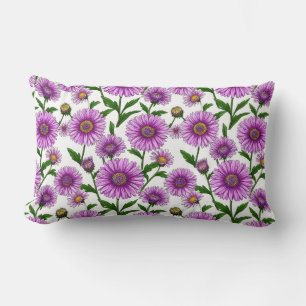 Vibrant Purple Chrysanthemum Bouquet Lumbar Cushion