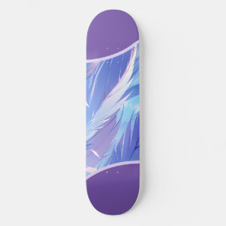 Vibrant Purple Feathers Design Skateboard