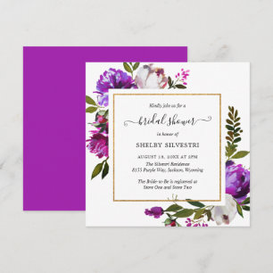 Vibrant Purple Floral Elegant Bridal Shower Invitation