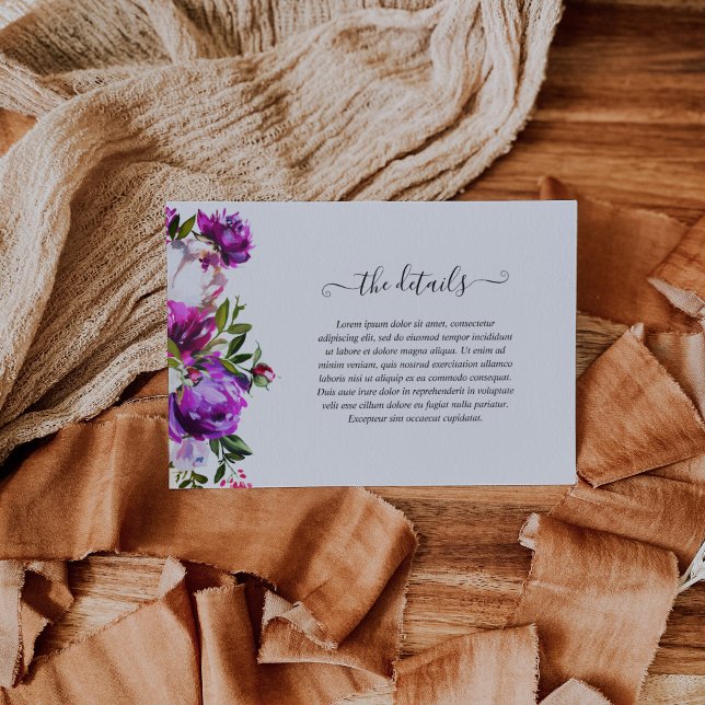 Vibrant Purple Floral Elegant Wedding Enclosure Card (Creator Uploaded)