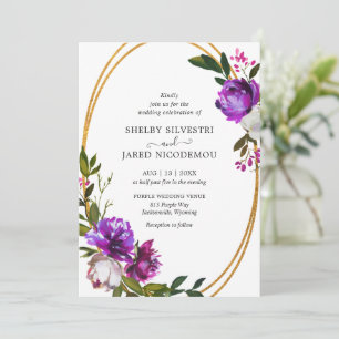 Vibrant Purple Floral Elegant Wedding Invitation