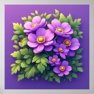 Vibrant Purple Flower Bouquet Poster