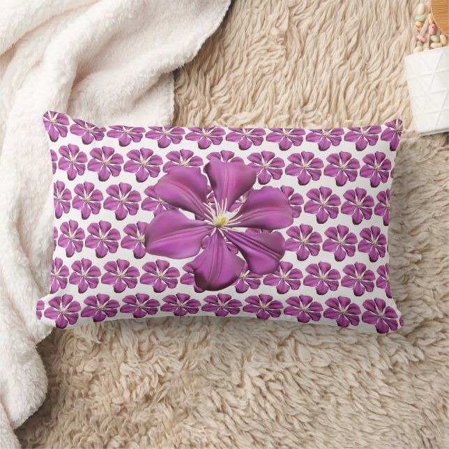 vibrant-purple-flower-graphic floral  lumbar cushion (Blanket)