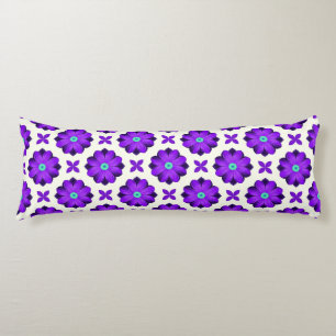 Vibrant Purple Flowers and Leaf Motifs Body Cushion