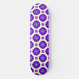 Vibrant Purple Flowers and Leaf Motifs Skateboard