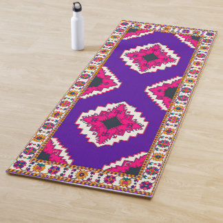 Vibrant Purple Geometric Boho Folk Art Pattern Yoga Mat