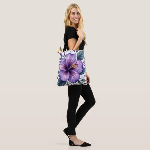 Vibrant Purple Hibiscus   Tropical Floral Accessor Tote Bag