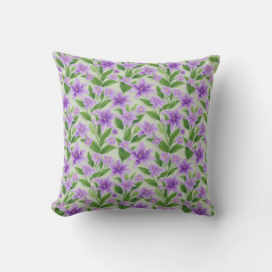 Vibrant Purple Lilies With Green Leaves Cushion