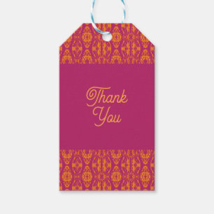 Vibrant Purple Orange Ethnic Mosaic Geometric Gift Tags