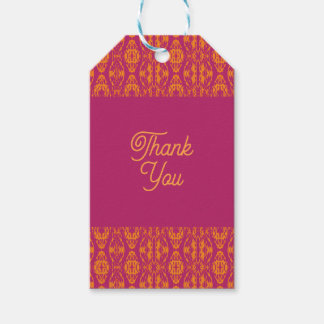 Vibrant Purple Orange Ethnic Mosaic Geometric Gift Tags