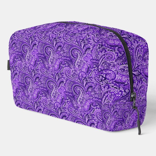 Vibrant Purple Paisley Dopp Kit (Right Corner)