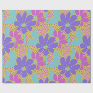 Vibrant Purple & Pink Floral Pattern Wrapping Paper
