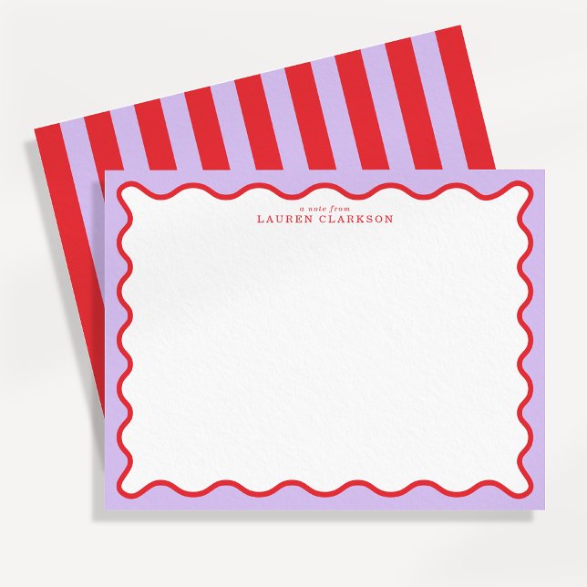 Vibrant Purple & Red Wavy Border Note Card (Creator Uploaded)