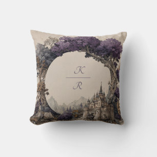 Vibrant Purple Tree Archway Castle Whimsical Cushion