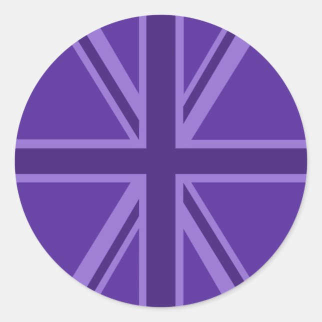 Vibrant Purple Union Jack Classic Round Sticker (Front)