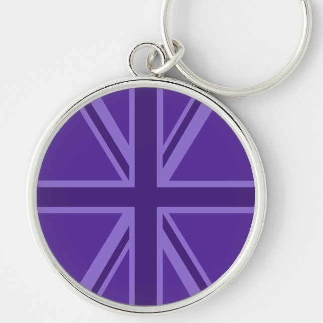Vibrant Purple Union Jack Key Ring (Front)