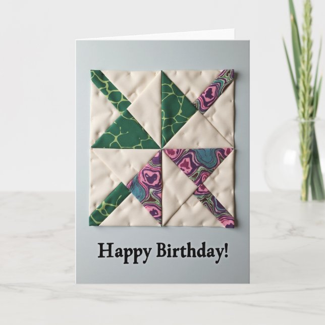 Vibrant Quilted Birthday Card (Front)
