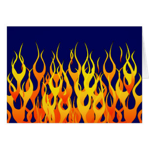 Vibrant Racing Flames on Navy Blue