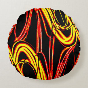 Vibrant Radiant Neon Hues Pattern Round Cushion