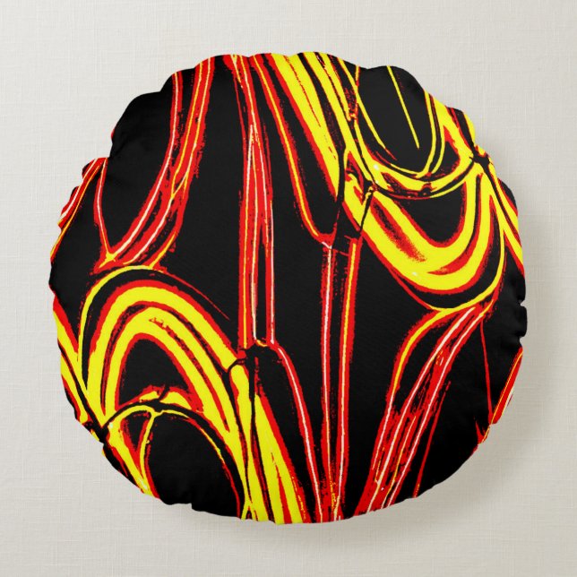 Vibrant Radiant Neon Hues Pattern Round Cushion (Front)
