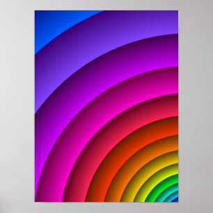 Vibrant Rainbow Abstract Geometric Arch Art Poster