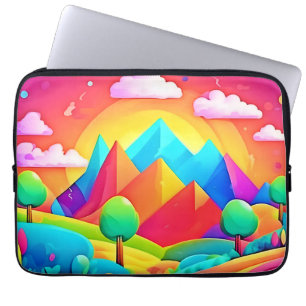 Vibrant Rainbow Cartoon Landscape Laptop Sleeve