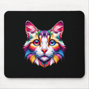 Vibrant Rainbow Cat Cat Lovers Kitty Enthusiast  Mouse Pad