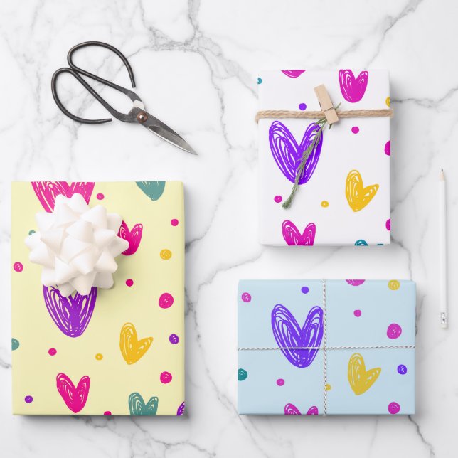 Vibrant Rainbow Colour Block Party Wrapping Paper  (Front)