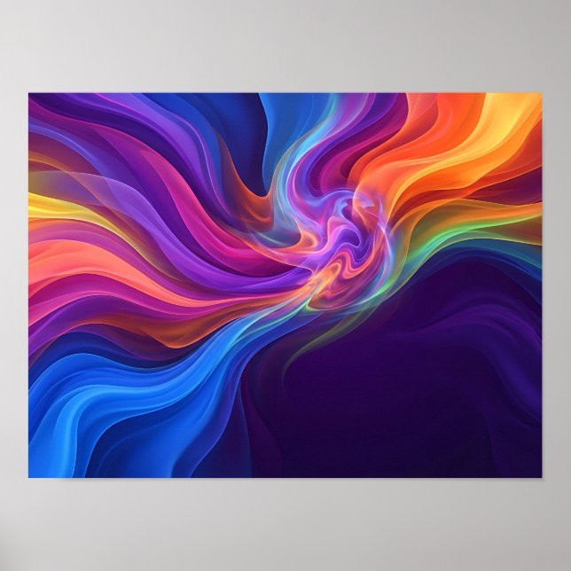 Vibrant Rainbow Colour Convergence Abstract Poster (Front)