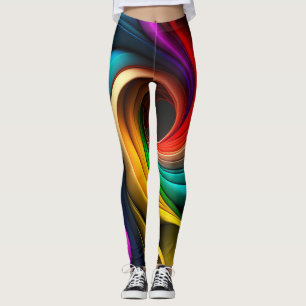 Vibrant rainbow-coloured abstract design leggings