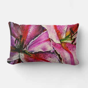vibrant rainbow coloured abstract flower lumbar cushion