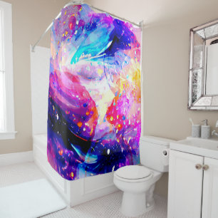 Vibrant Rainbow Colourful Abstract Art Shower Curtain
