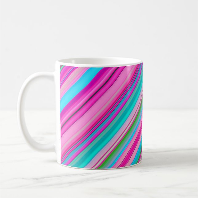 Vibrant Rainbow Colours Stripes Pattern-21056 Coffee Mug (Left)