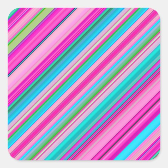 Vibrant Rainbow Colours Stripes Pattern-21056 Square Sticker (Front)