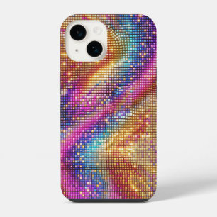 Vibrant Rainbow Disco Mosaic Glitter Sparkle Luxur iPhone 14 Case