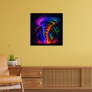 Vibrant Rainbow Energy Vortex Electrifying Tornado Poster