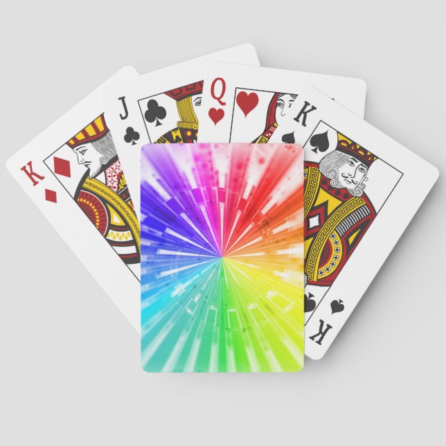Vibrant Rainbow Explosion Playing Cards (Back)
