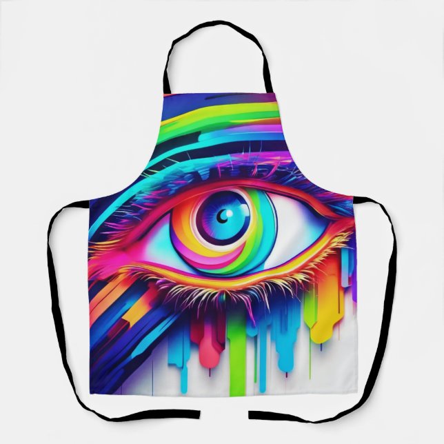 Vibrant Rainbow Eye Artwork Apron (Front)