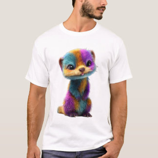 Vibrant Rainbow Furry Weasel Critter Men T-Shirt