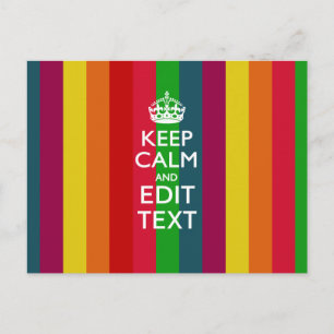Vibrant Rainbow Keep Calm And Your Text Customise Postcard