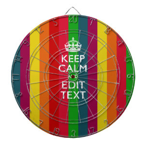 Vibrant Rainbow Keep Calm And Your Text Customize Dartboard