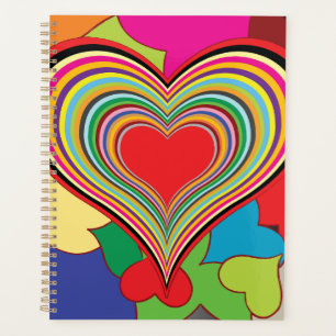 Vibrant Rainbow Layered Heart Abstract Planner