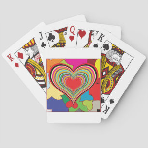 Vibrant Rainbow Layered Heart Abstract Playing Cards