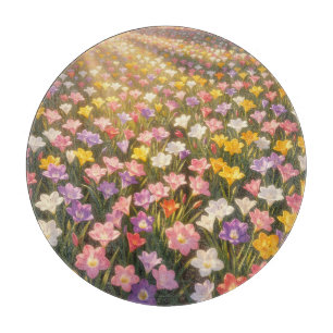 Vibrant Rainbow Lily Flower Field Cutting Board
