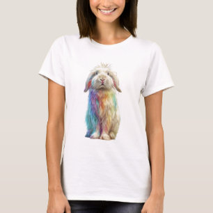 Vibrant Rainbow Lop Eared Bunny Rabbit Women T-Shirt